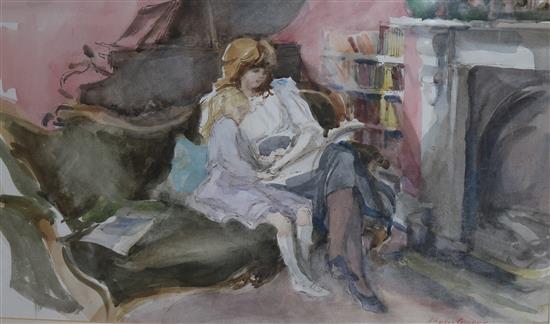 Phyllis Ethel Ginger (1907-2005) Reading a Story No. II 31 x 49cm